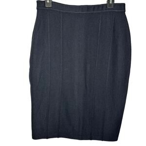 St. John Santana Knit Black Straight Pencil Knee Length Skirt Women's Size 8